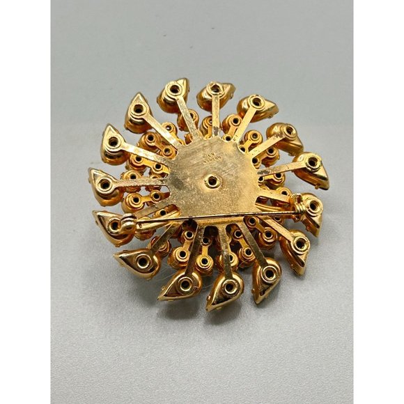 Kramer of NY Signed Vintage Pin Brooch AB Aurora Borealis Stones Layered Design - Picture 4 of 7